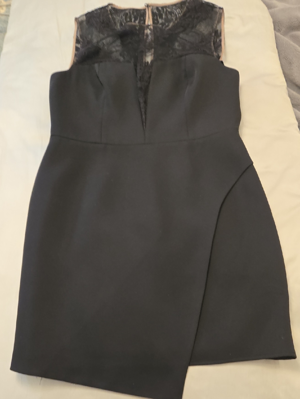 BCBGMaxAzaria Black Lace-Accent Mini Asymetrical Dress